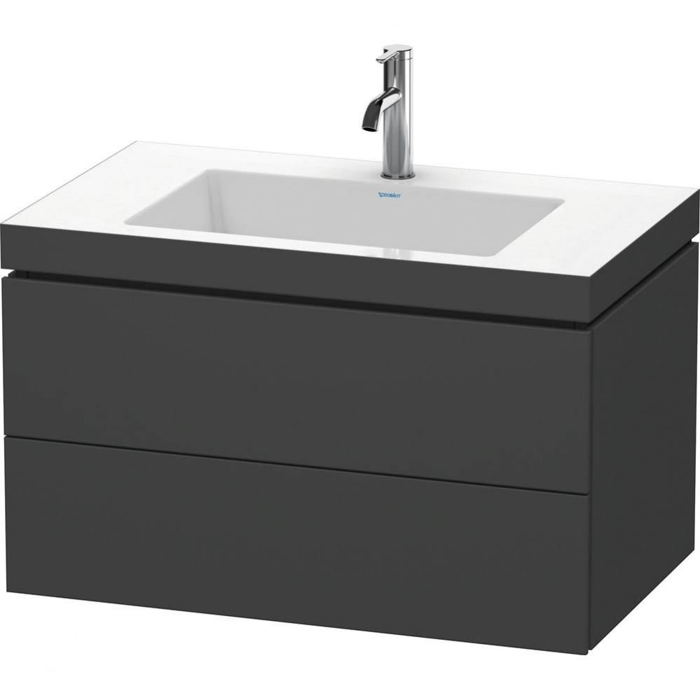 Duravit L-Cube 31 1/2'' Wall Mount Two Drawer c-bonded Single Vanity in Matte Graphite,