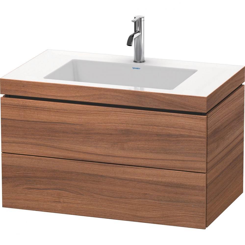 Duravit L-Cube 31 1/2'' Wall Mount Two Drawer c-bonded Single Vanity in Natural Walnut,