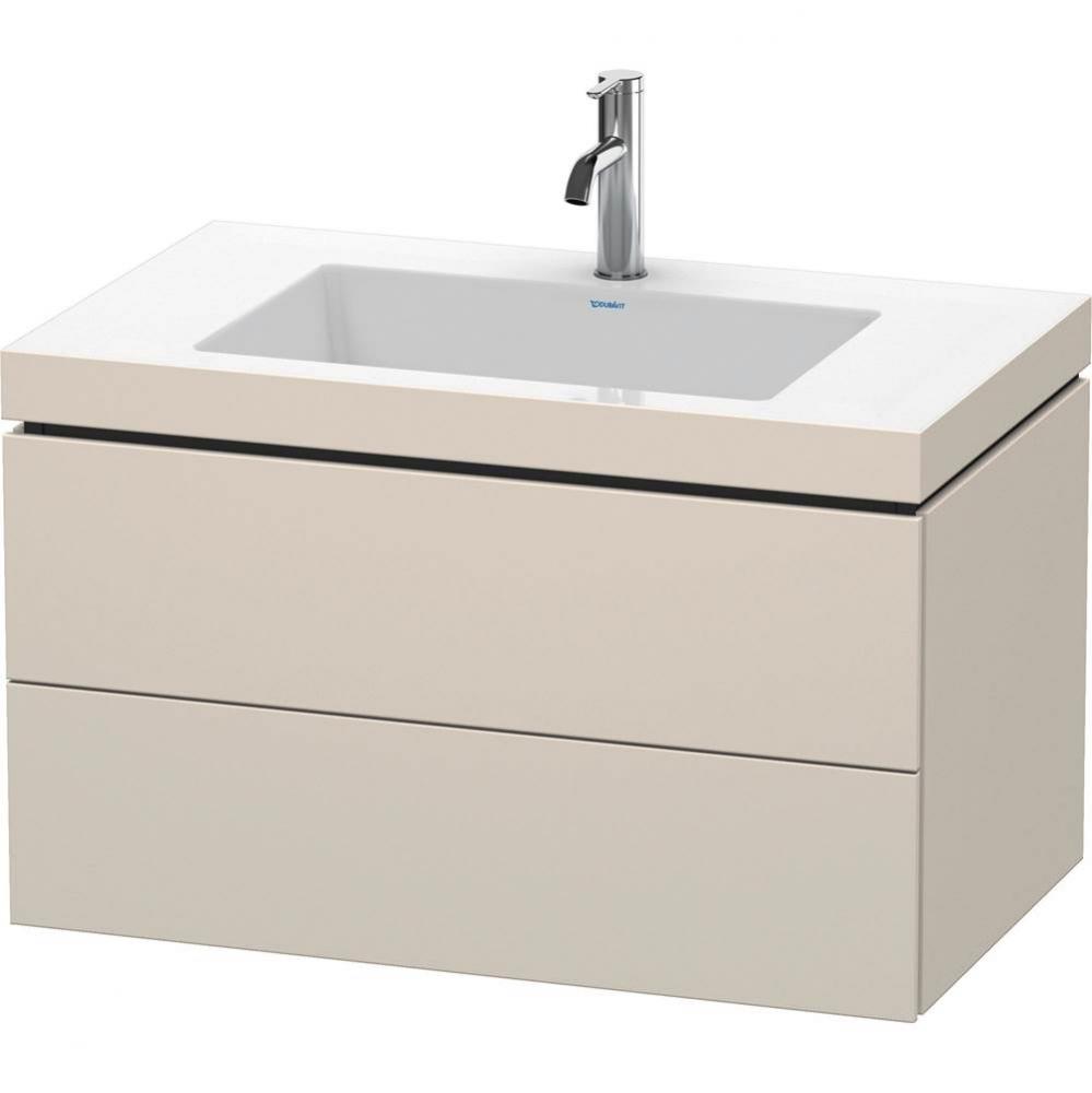 L-Cube Two Drawer C-Bonded Wall-Mount Vanity Kit Taupe