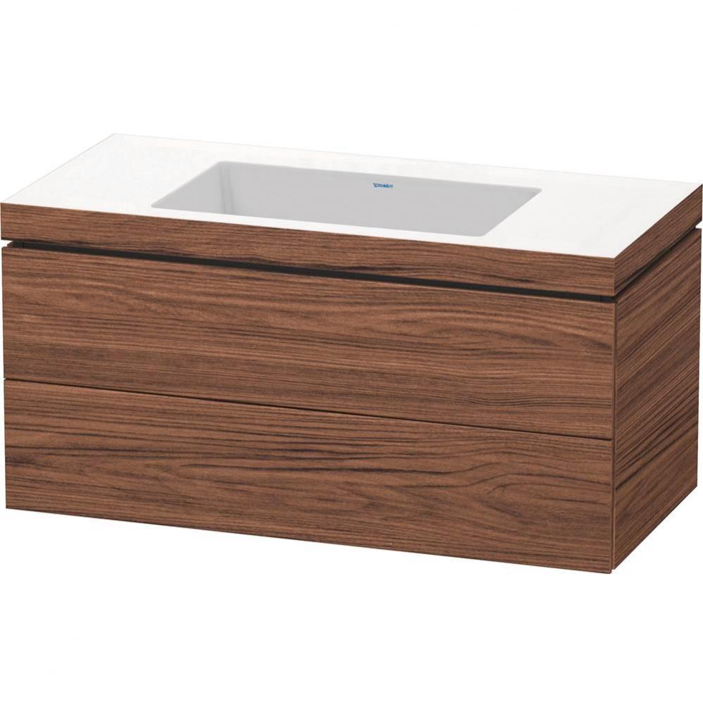 Duravit L-Cube 39 3/8'' Wall Mount Two Drawer c-bonded Single Vanity in Dark Walnut, Inc