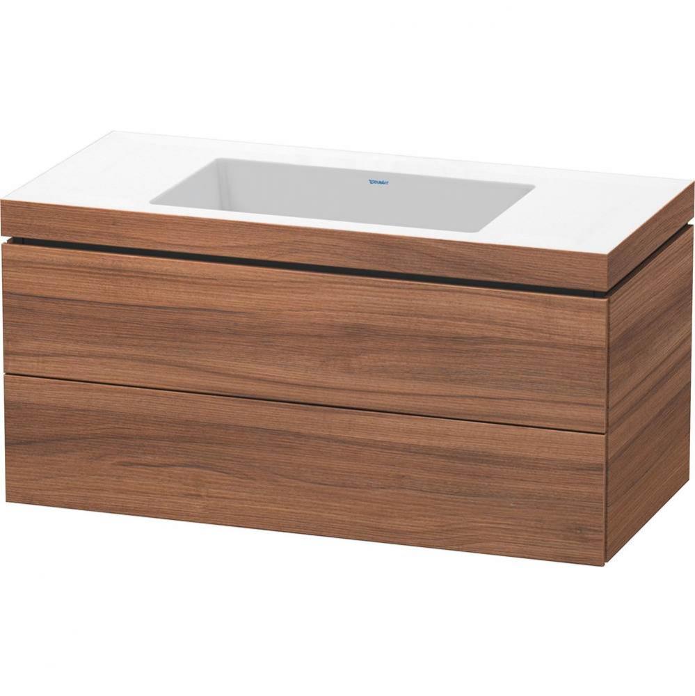 Duravit L-Cube 39 3/8'' Wall Mount Two Drawer c-bonded Single Vanity in Natural Walnut,