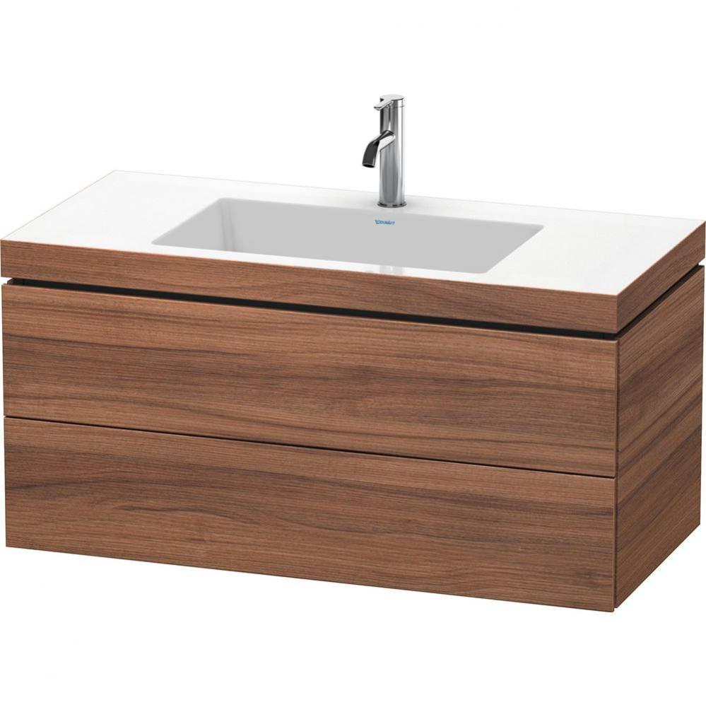 Duravit L-Cube 39 3/8'' Wall Mount Two Drawer c-bonded Single Vanity in Natural Walnut,