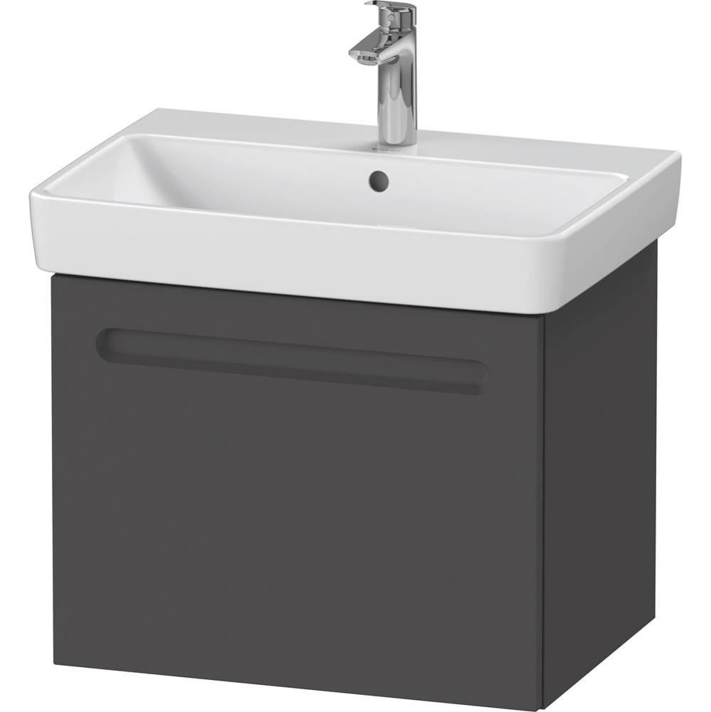 Duravit No.1 23 1/4'' Wall Mount One Drawer Single Vanity Cabinet in Matte Graphite, Sin