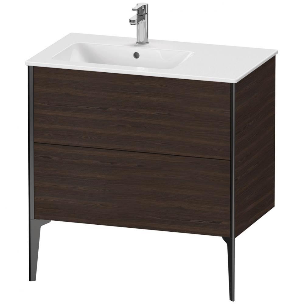 XViu Two Drawer Floorstanding Vanity Unit Walnut Brushed