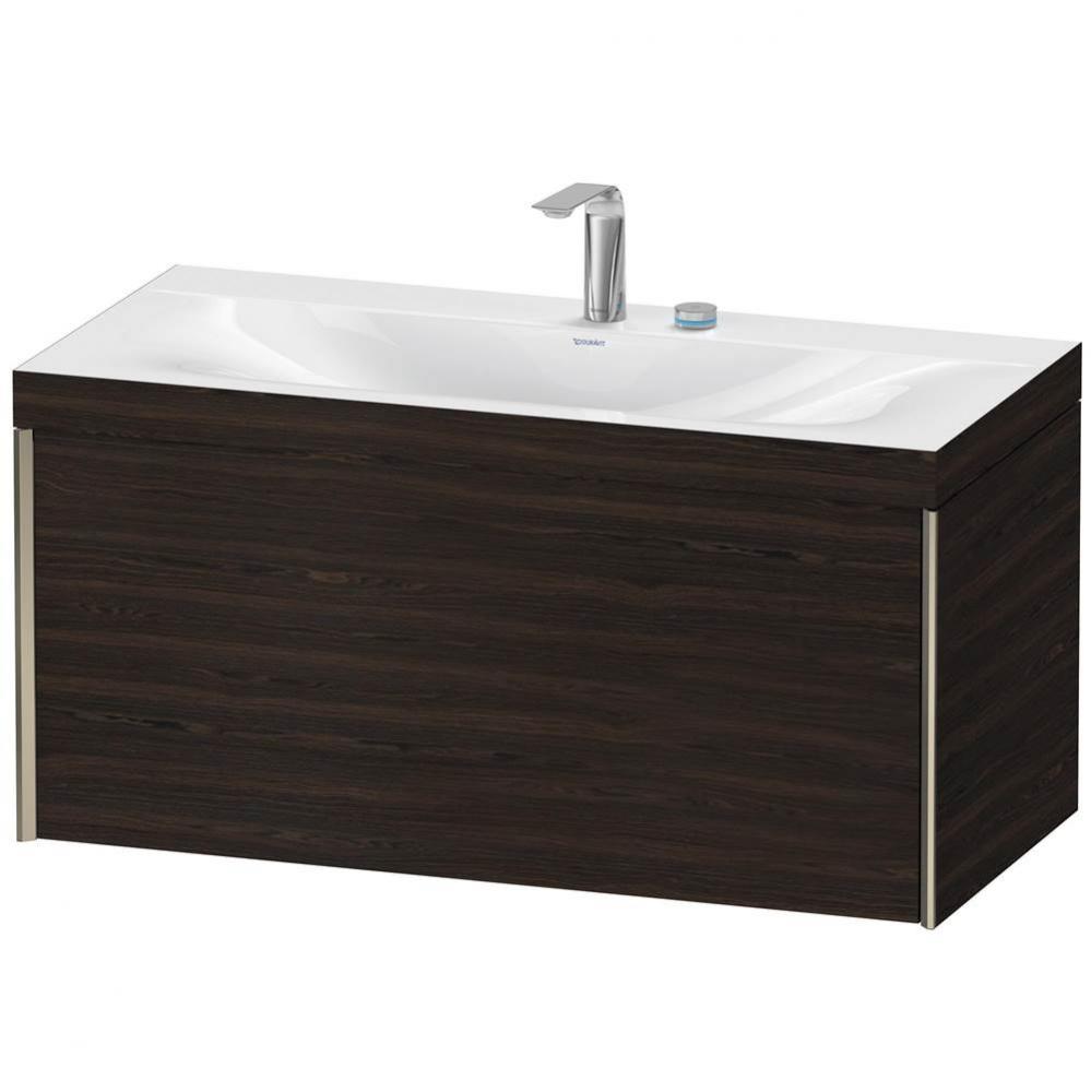 Duravit XViu One Drawer C-Bonded Wall-Mount Vanity Kit Walnut Brushed