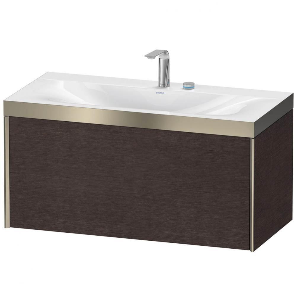 Duravit XViu One Drawer C-Bonded Wall-Mount Vanity Kit Dark Brushed Oak