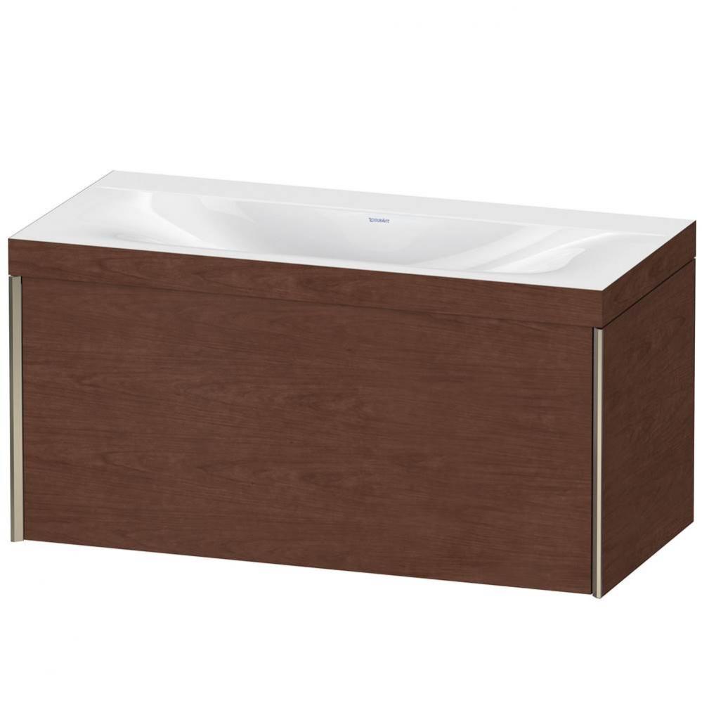 Duravit XViu One Drawer C-Bonded Wall-Mount Vanity Kit American Walnut