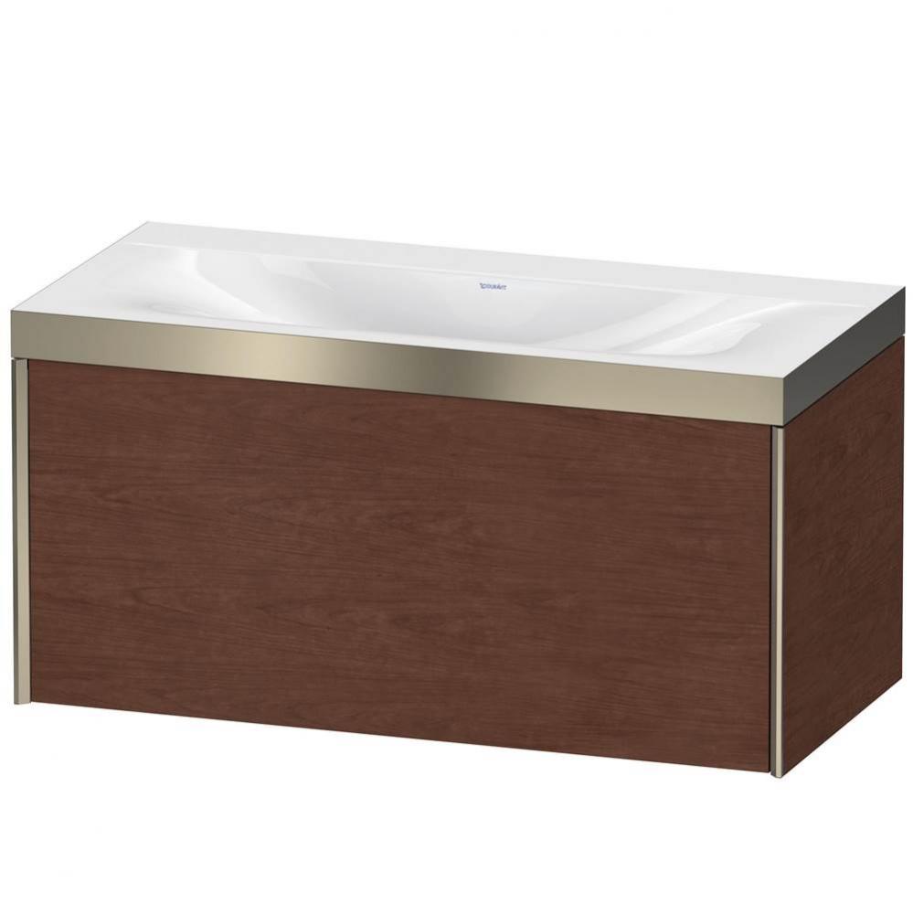 Duravit XViu One Drawer C-Bonded Wall-Mount Vanity Kit American Walnut