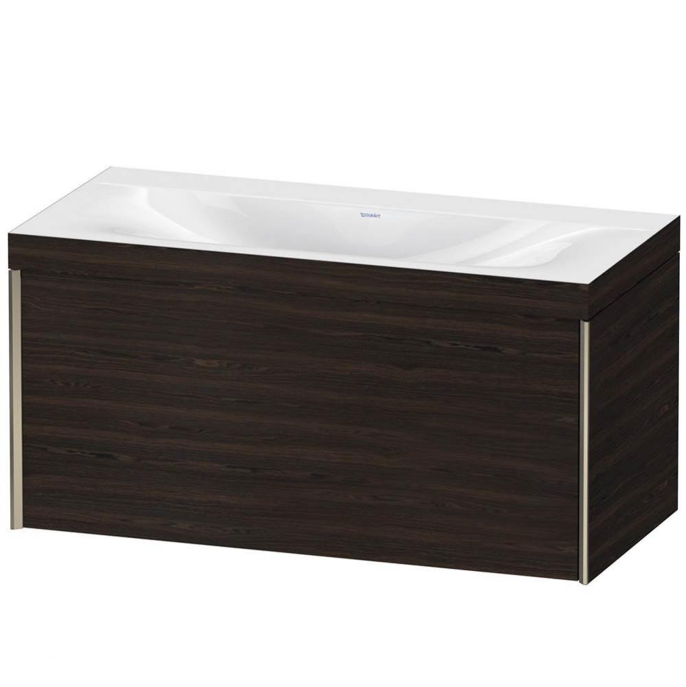 Duravit XViu One Drawer C-Bonded Wall-Mount Vanity Kit Walnut Brushed