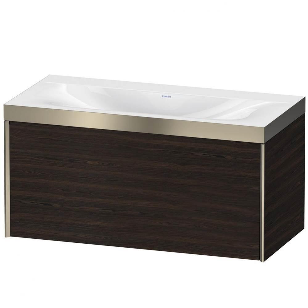 Duravit XViu One Drawer C-Bonded Wall-Mount Vanity Kit Walnut Brushed