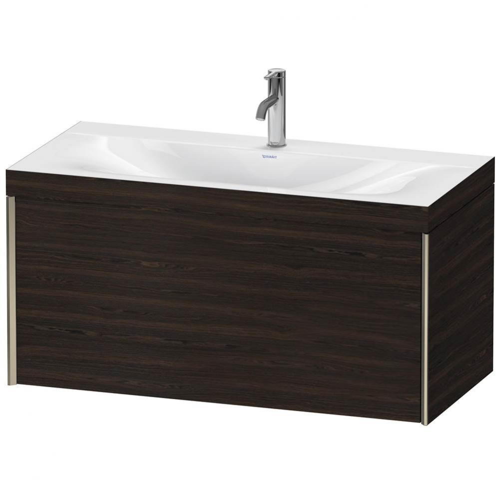 Duravit XViu One Drawer C-Bonded Wall-Mount Vanity Kit Walnut Brushed