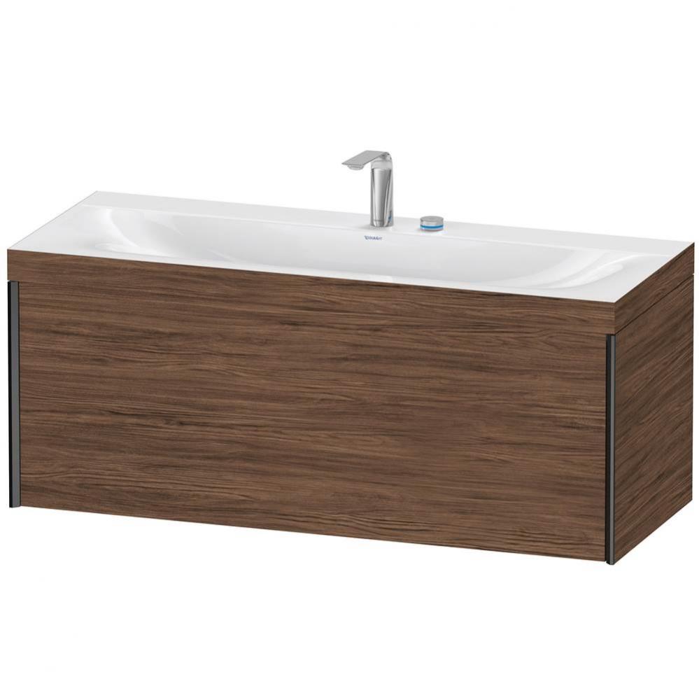 XViu One Drawer C-Bonded Wall-Mount Vanity Kit Walnut Dark