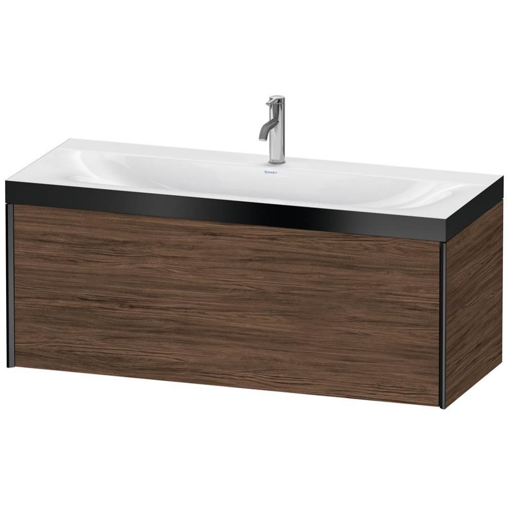 XViu One Drawer C-Bonded Wall-Mount Vanity Kit Walnut Dark