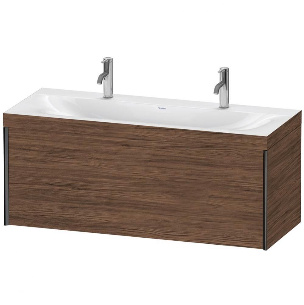 XViu One Drawer C-Bonded Wall-Mount Vanity Kit Walnut Dark