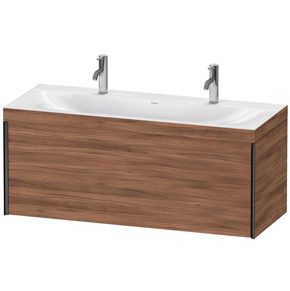 XViu One Drawer C-Bonded Wall-Mount Vanity Kit Walnut