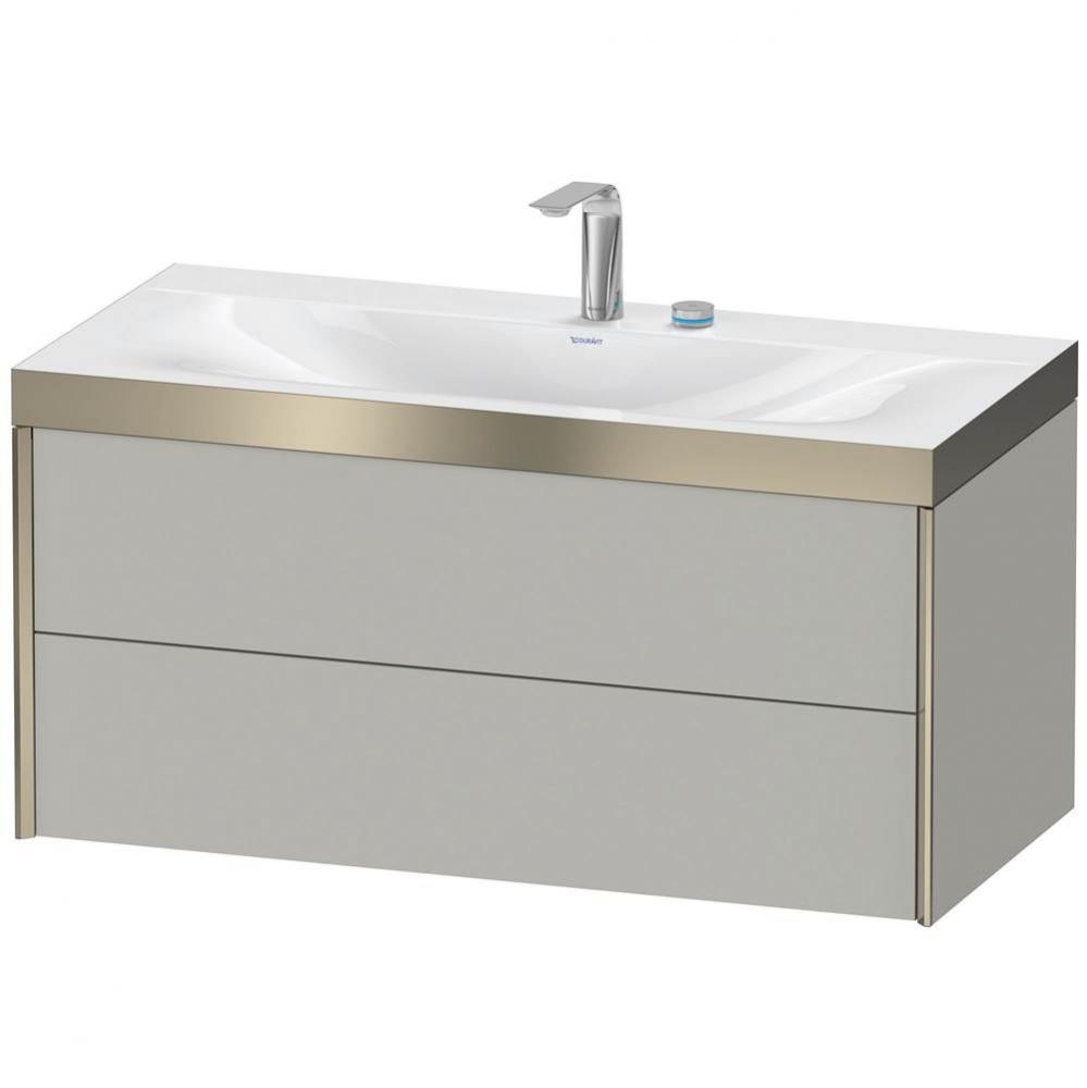 Duravit XViu Two Drawer C-Bonded Wall-Mount Vanity Kit Concrete Gray