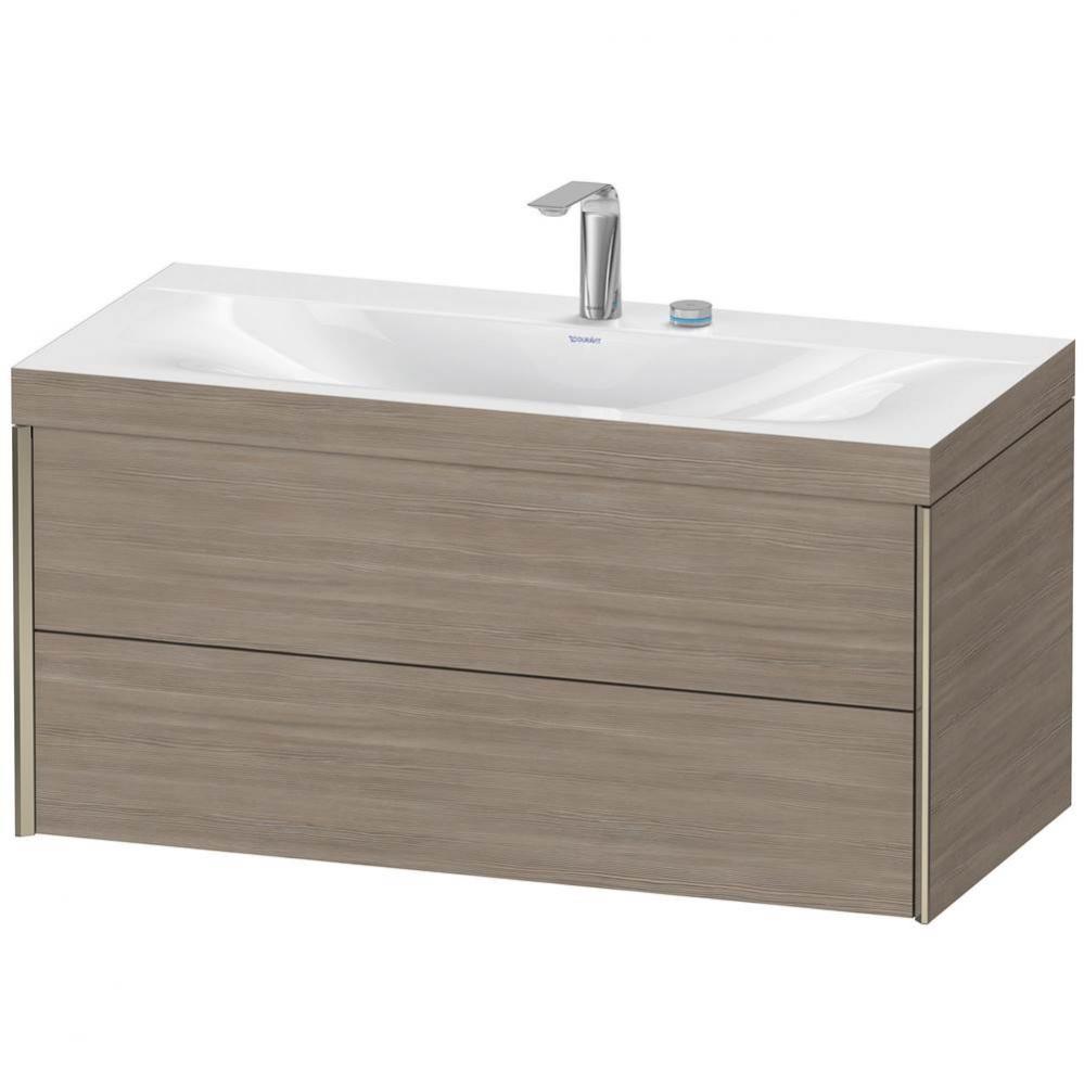 Duravit XViu Two Drawer C-Bonded Wall-Mount Vanity Kit Silver Pine