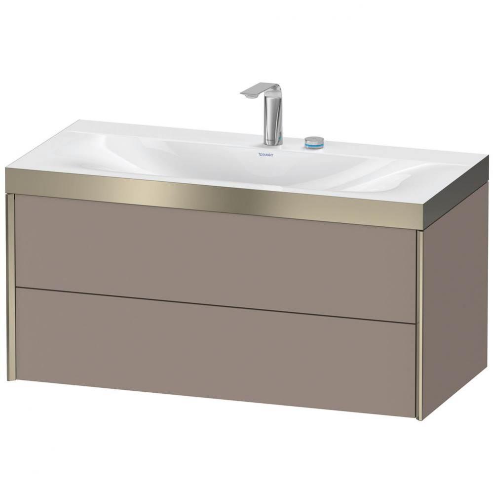 Duravit XViu Two Drawer C-Bonded Wall-Mount Vanity Kit Basalt