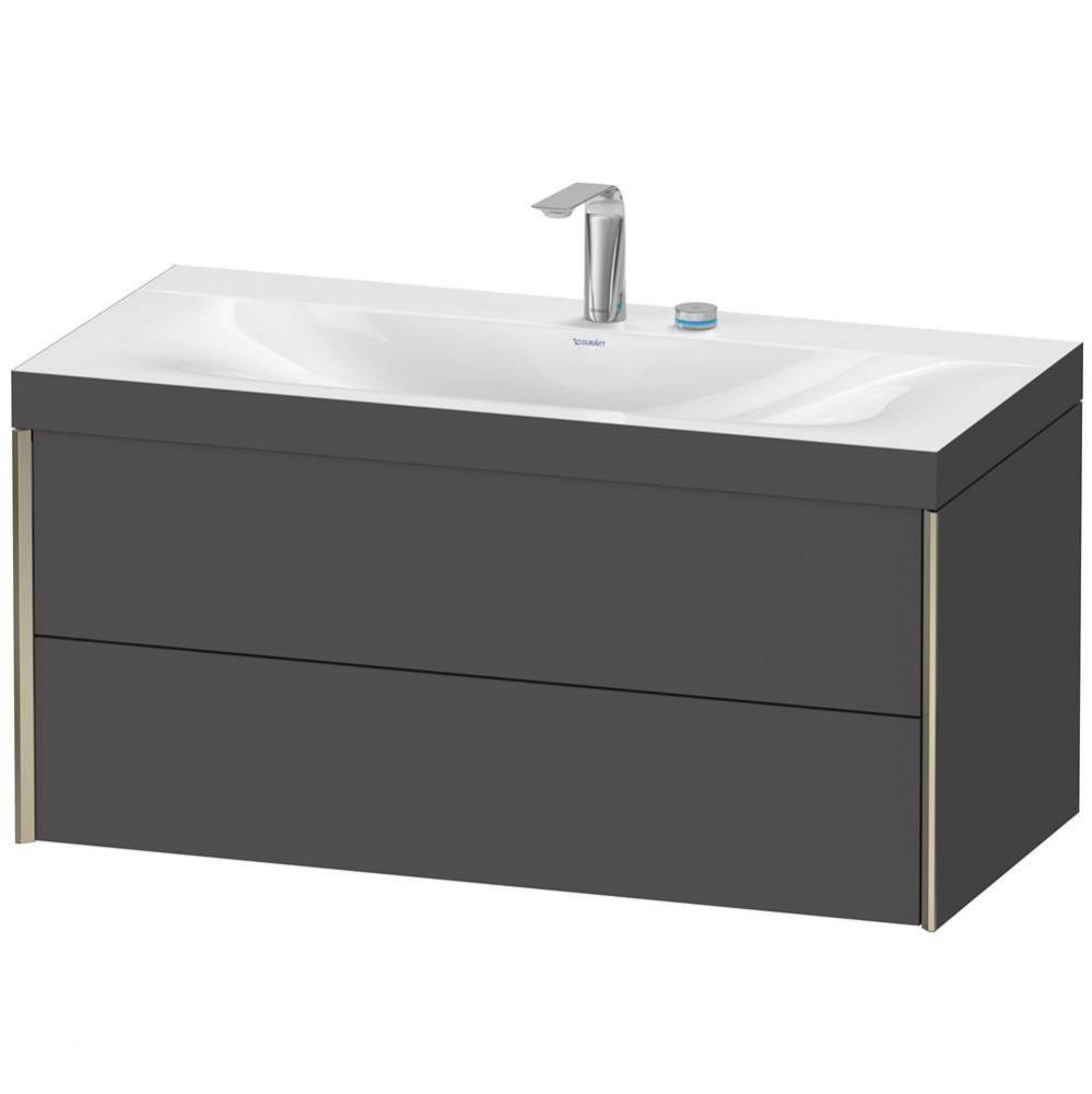 Duravit XViu Two Drawer C-Bonded Wall-Mount Vanity Kit Graphite