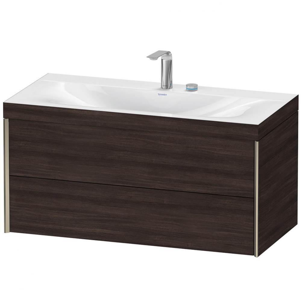 Duravit XViu Two Drawer C-Bonded Wall-Mount Vanity Kit Chestnut Dark