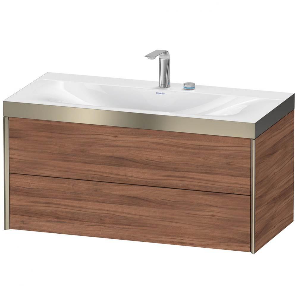 Duravit XViu Two Drawer C-Bonded Wall-Mount Vanity Kit Walnut