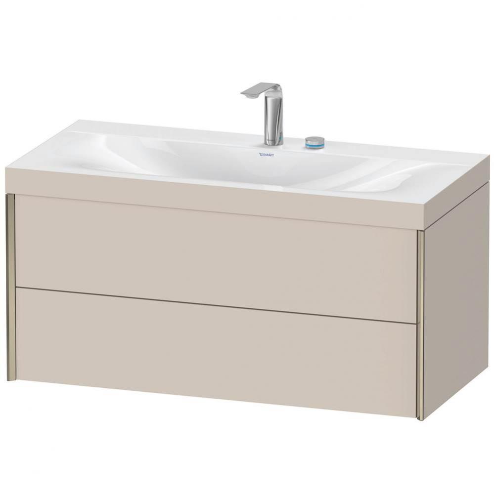 Duravit XViu Two Drawer C-Bonded Wall-Mount Vanity Kit Taupe