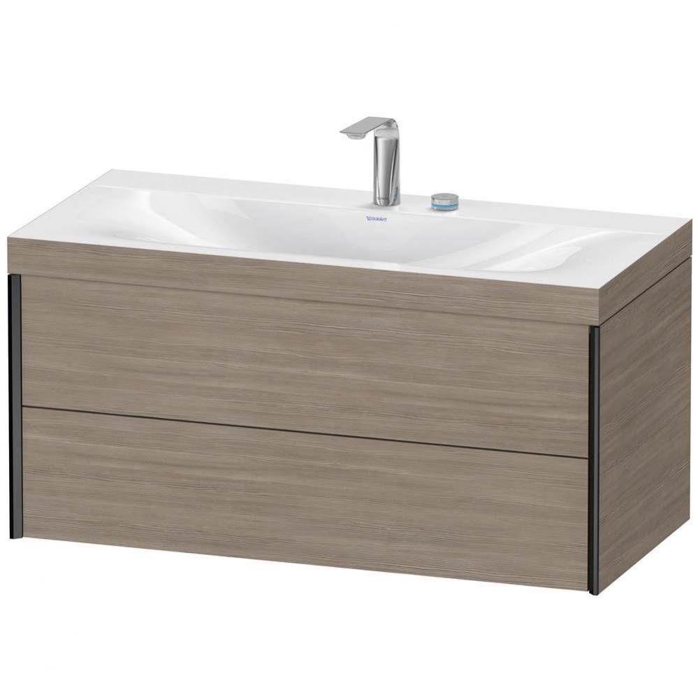 Duravit XViu Two Drawer C-Bonded Wall-Mount Vanity Kit Silver Pine