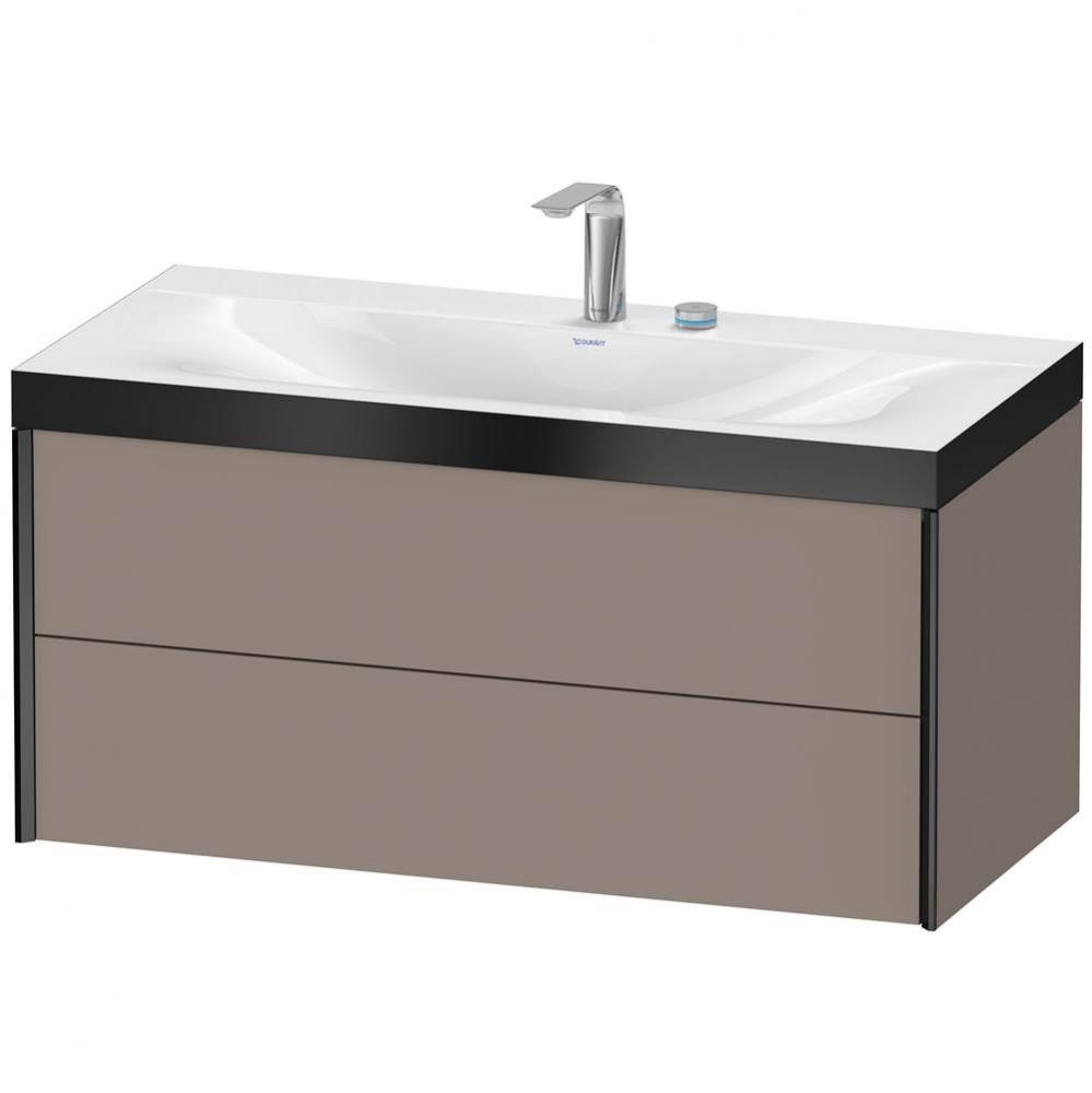 Duravit XViu Two Drawer C-Bonded Wall-Mount Vanity Kit Basalt