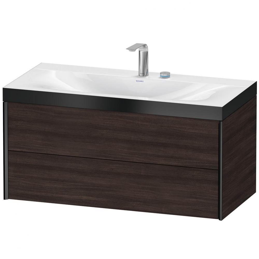 Duravit XViu Two Drawer C-Bonded Wall-Mount Vanity Kit Chestnut Dark