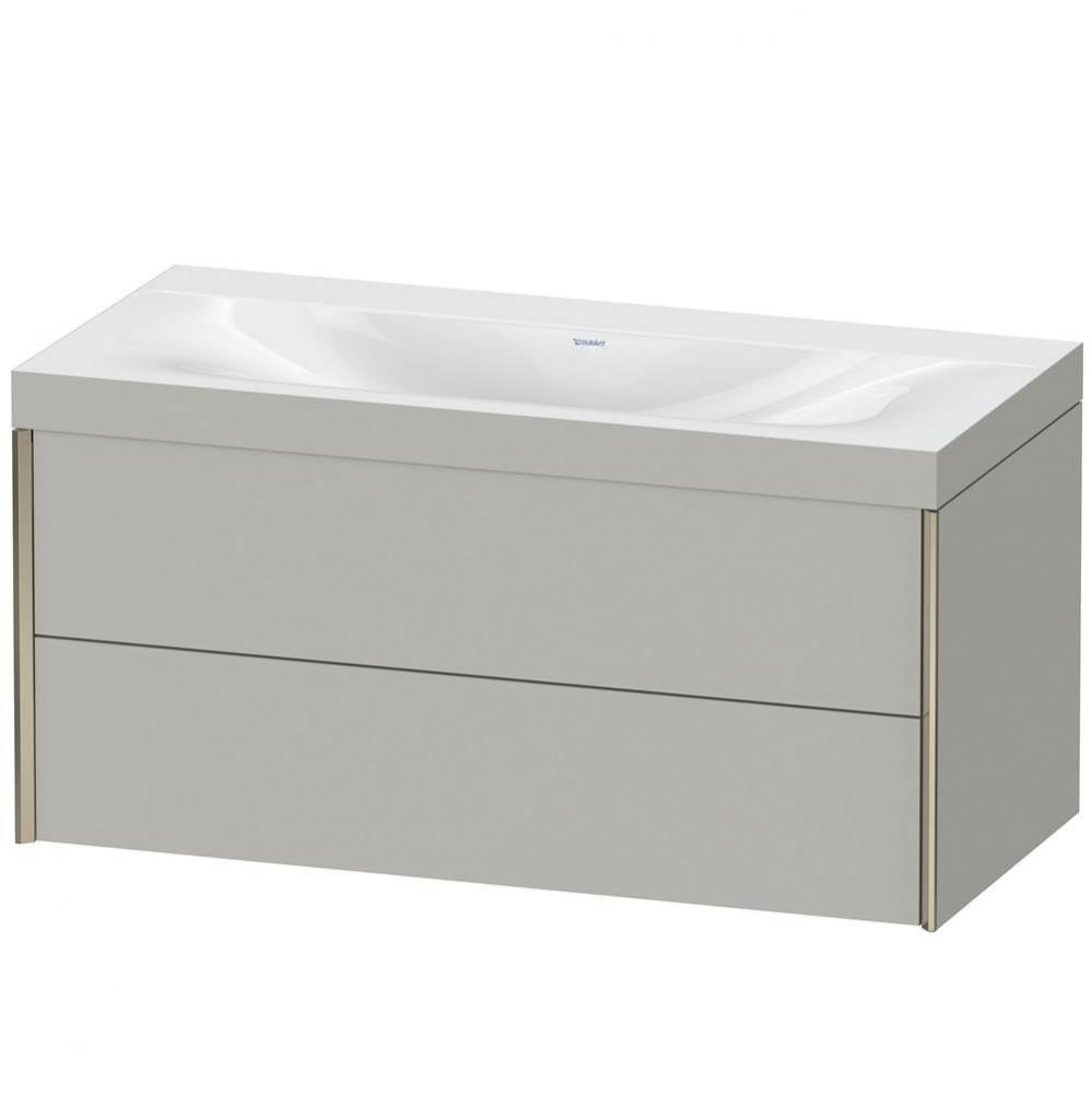 Duravit XViu Two Drawer C-Bonded Wall-Mount Vanity Kit Concrete Gray