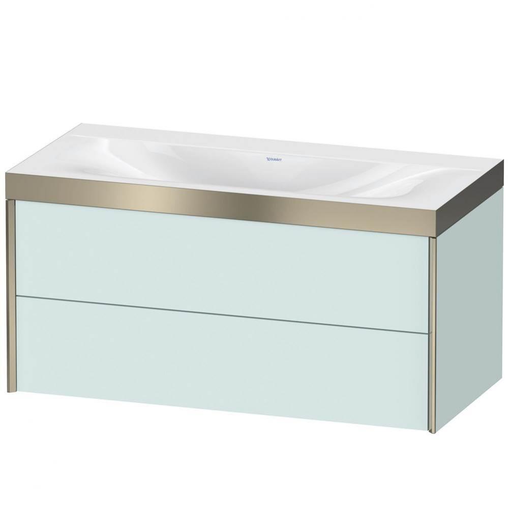 Duravit XViu Two Drawer C-Bonded Wall-Mount Vanity Kit Light Blue