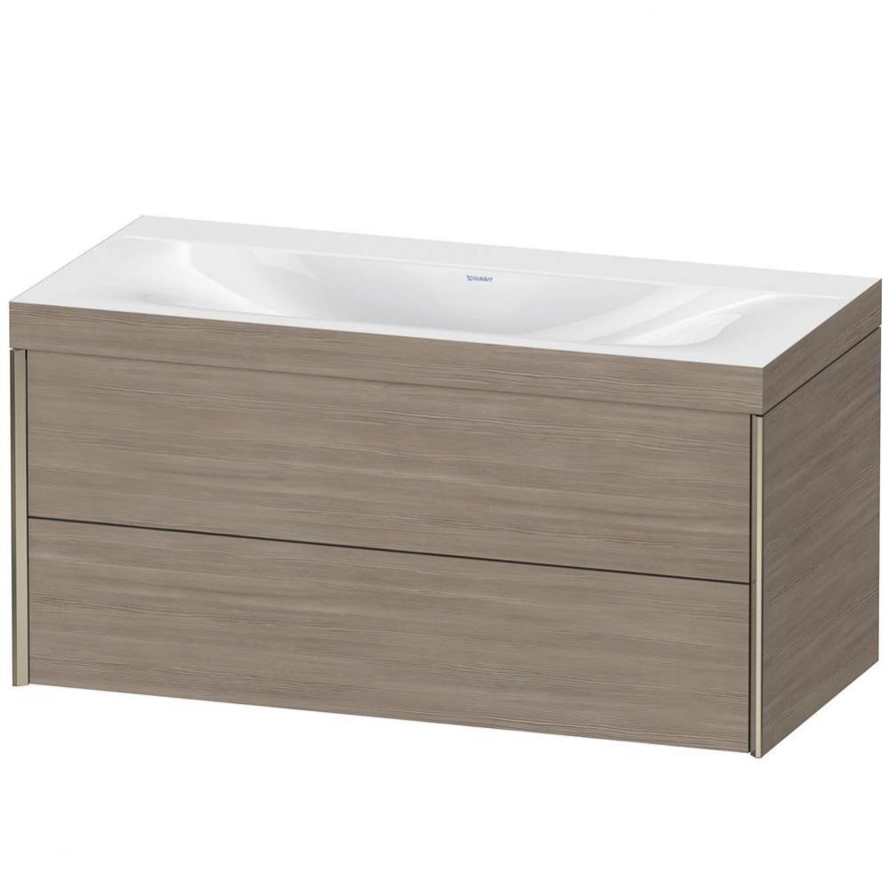 Duravit XViu Two Drawer C-Bonded Wall-Mount Vanity Kit Silver Pine