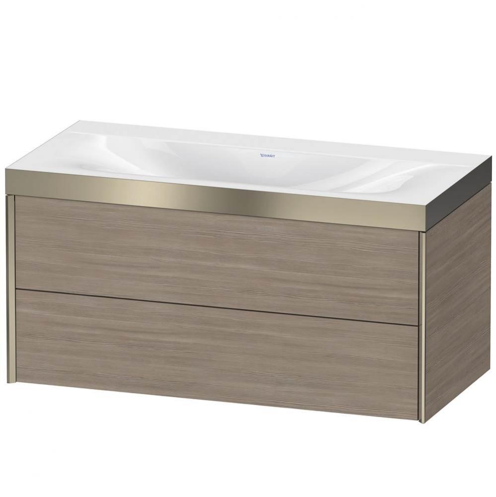 Duravit XViu Two Drawer C-Bonded Wall-Mount Vanity Kit Silver Pine