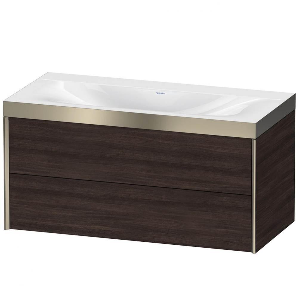 Duravit XViu Two Drawer C-Bonded Wall-Mount Vanity Kit Chestnut Dark