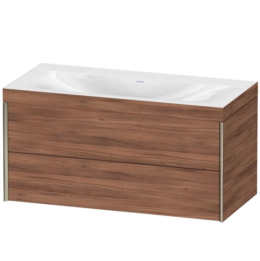 Duravit XViu Two Drawer C-Bonded Wall-Mount Vanity Kit Walnut