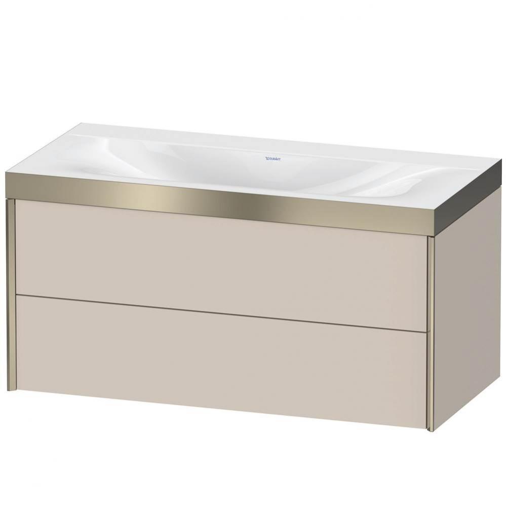 Duravit XViu Two Drawer C-Bonded Wall-Mount Vanity Kit Taupe