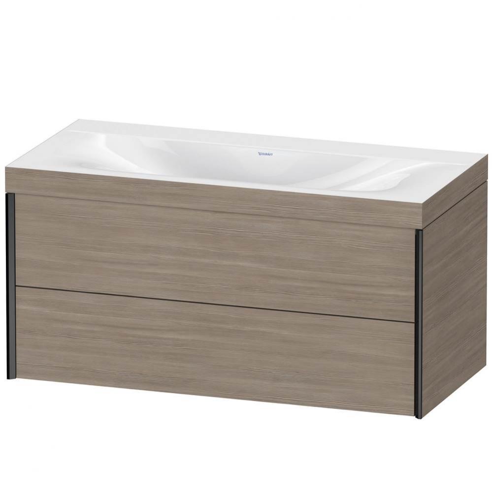 Duravit XViu Two Drawer C-Bonded Wall-Mount Vanity Kit Silver Pine