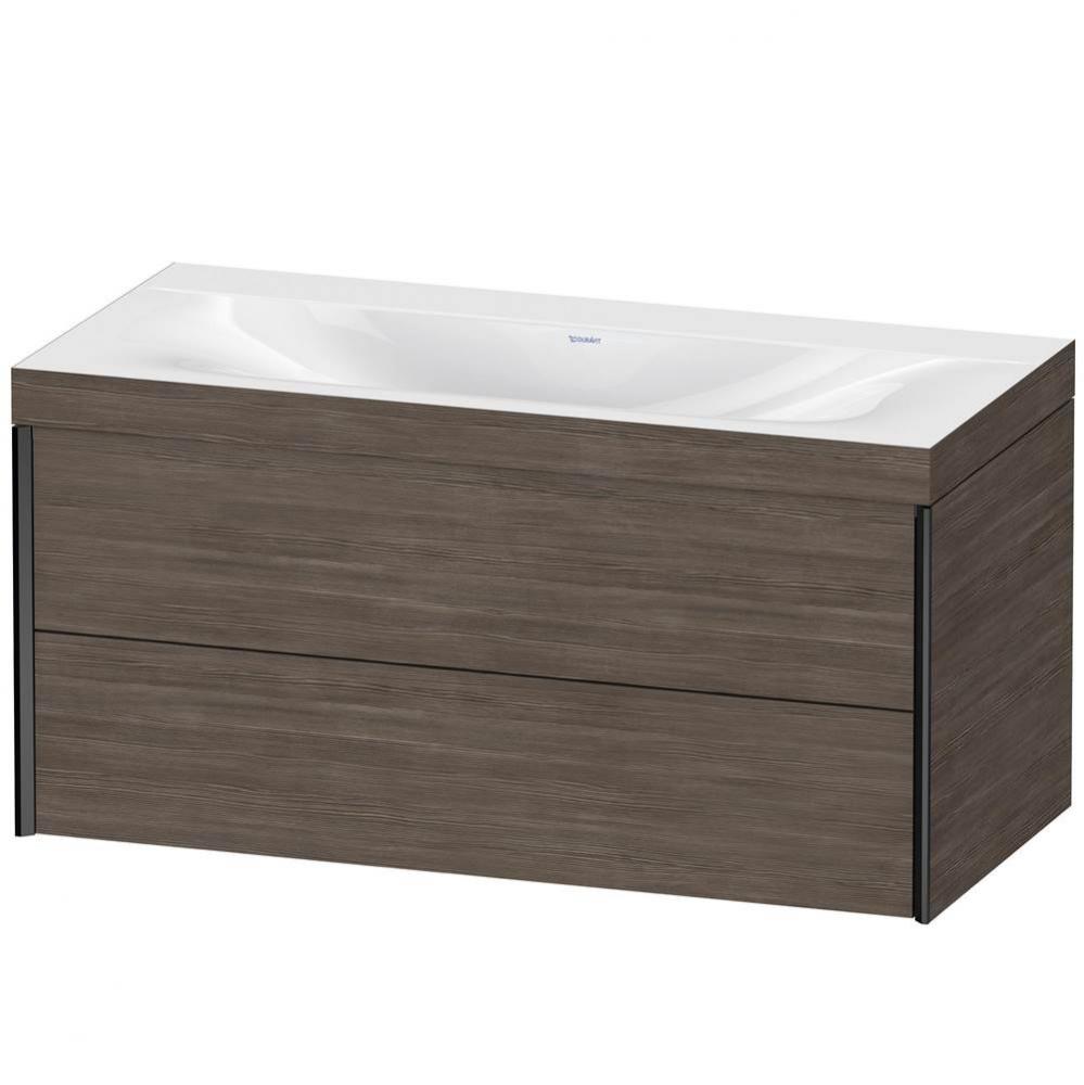 Duravit XViu Two Drawer C-Bonded Wall-Mount Vanity Kit Pine Terra