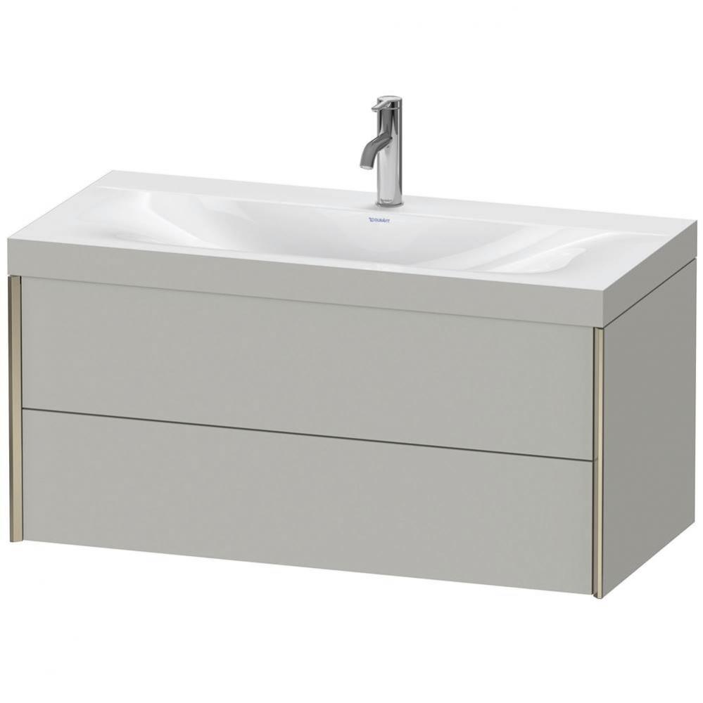 Duravit XViu Two Drawer C-Bonded Wall-Mount Vanity Kit Concrete Gray