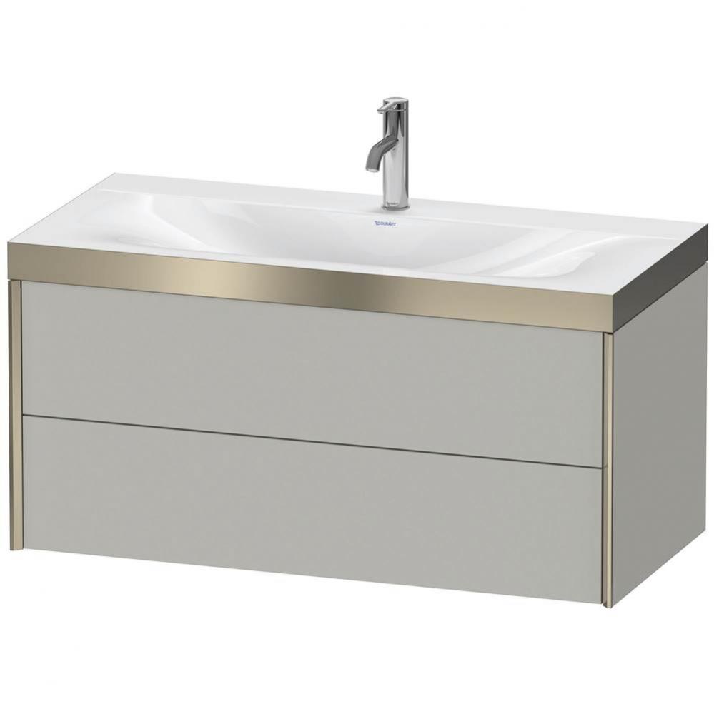 Duravit XViu Two Drawer C-Bonded Wall-Mount Vanity Kit Concrete Gray