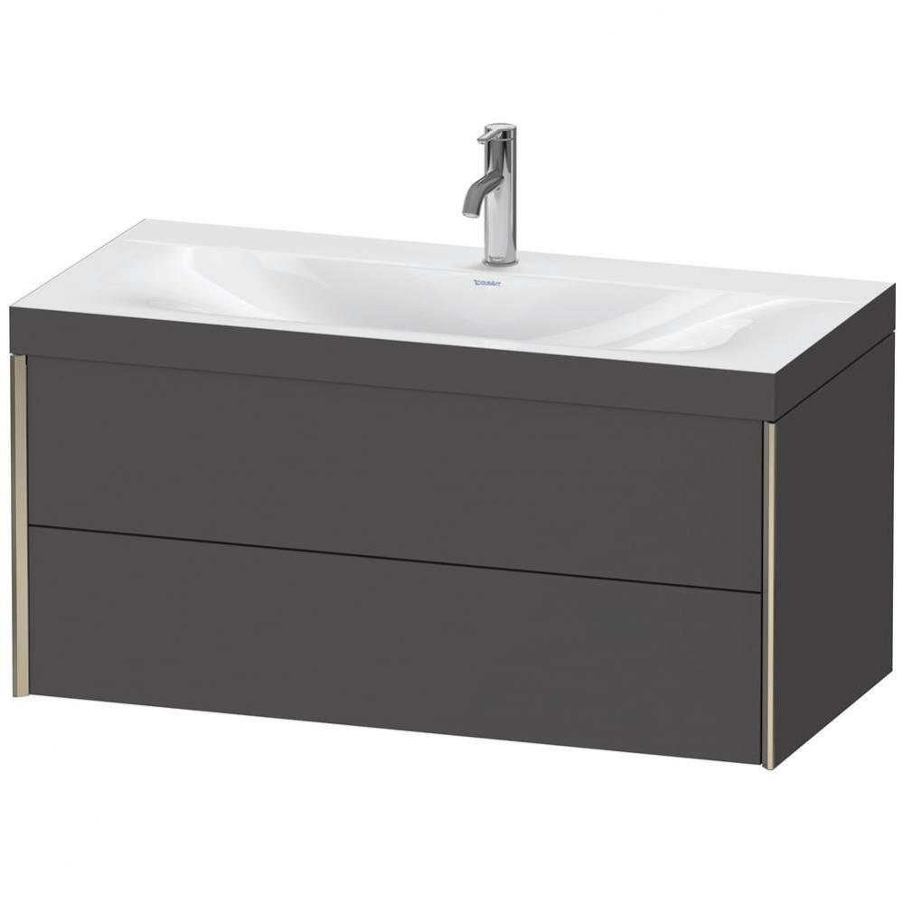 Duravit XViu Two Drawer C-Bonded Wall-Mount Vanity Kit Graphite