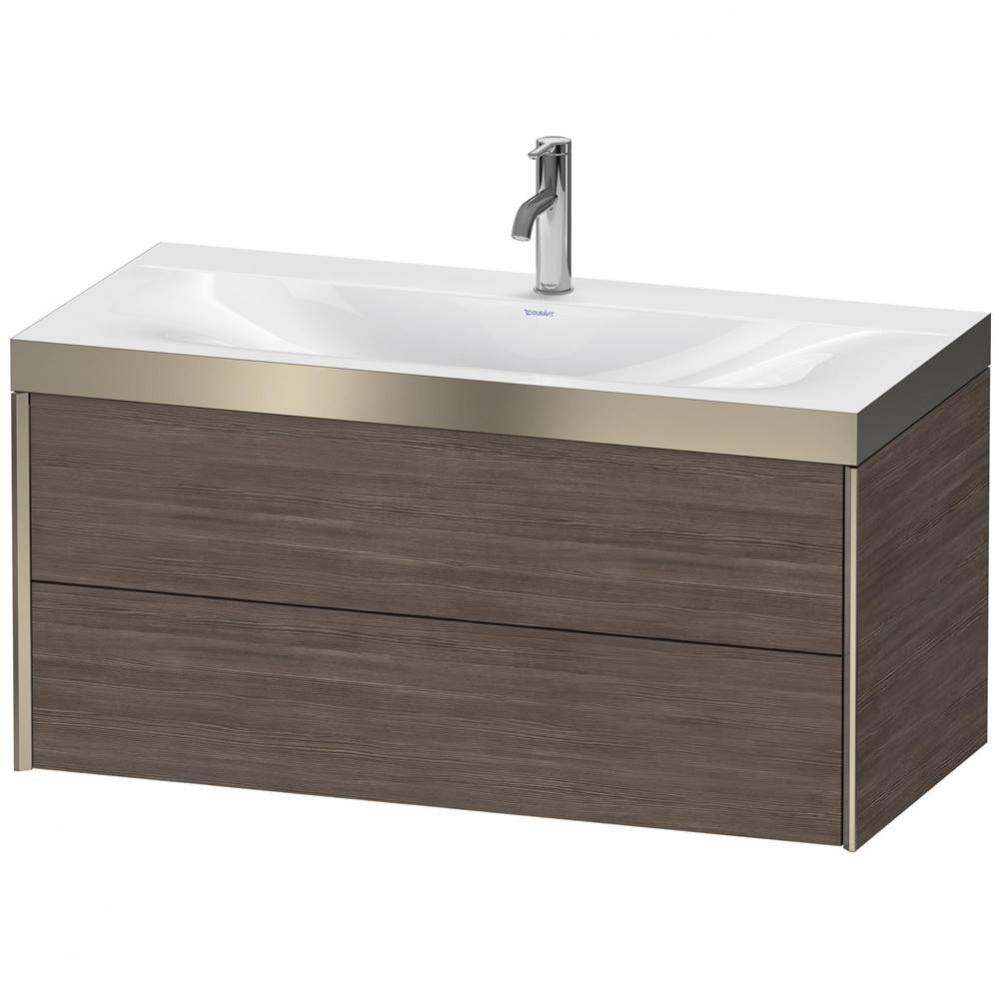 Duravit XViu Two Drawer C-Bonded Wall-Mount Vanity Kit Pine Terra