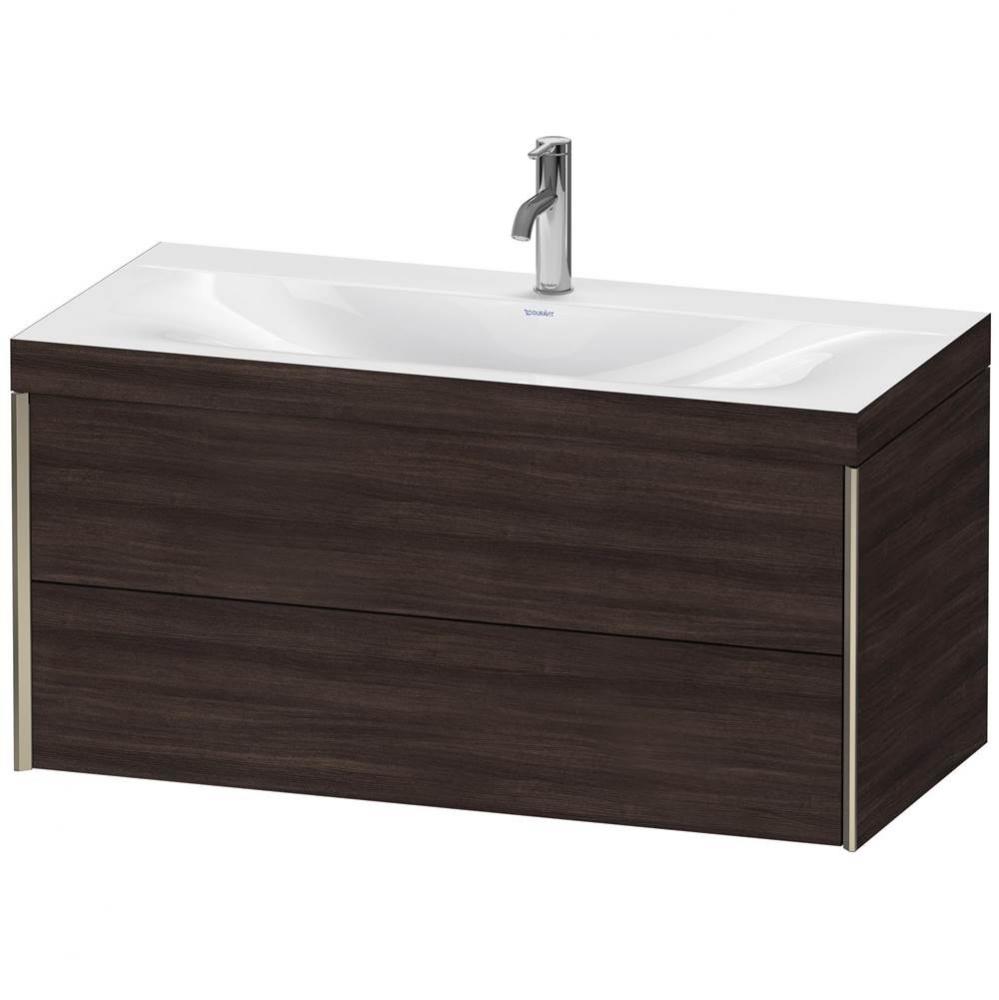 Duravit XViu Two Drawer C-Bonded Wall-Mount Vanity Kit Chestnut Dark