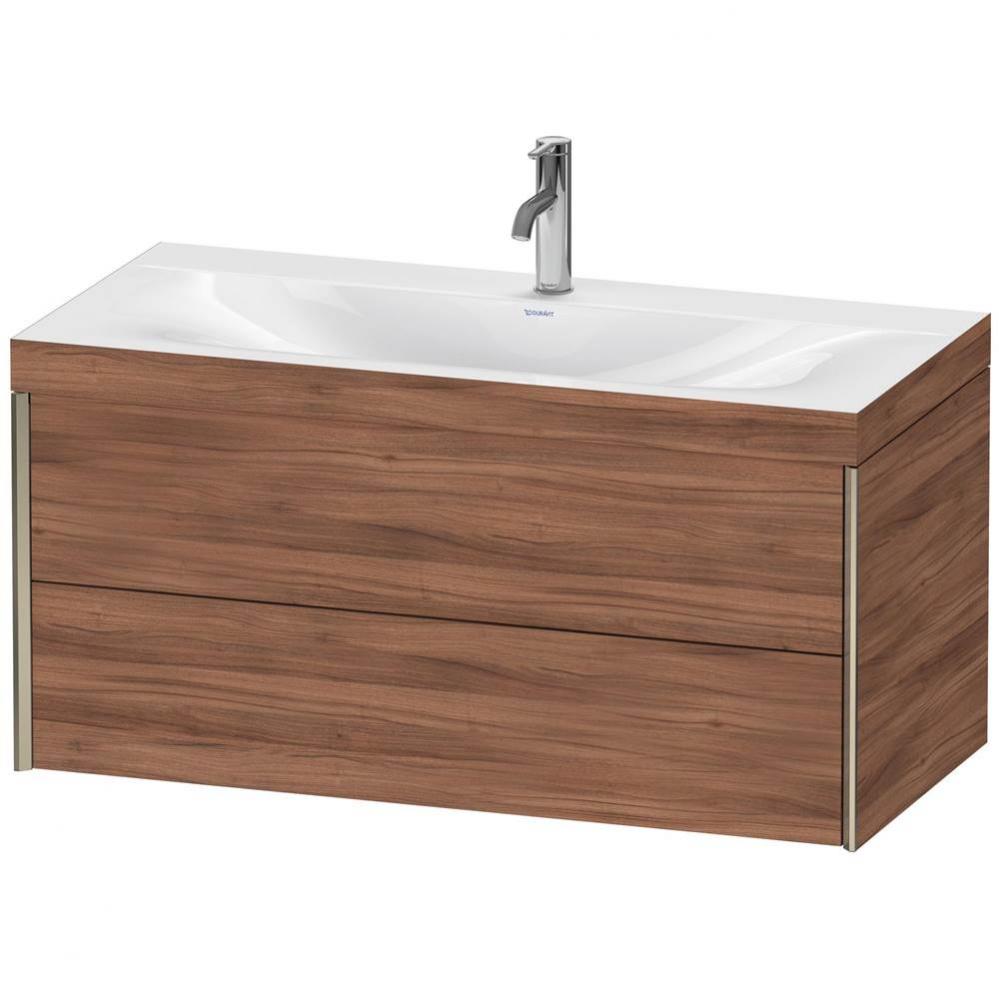 Duravit XViu Two Drawer C-Bonded Wall-Mount Vanity Kit Walnut