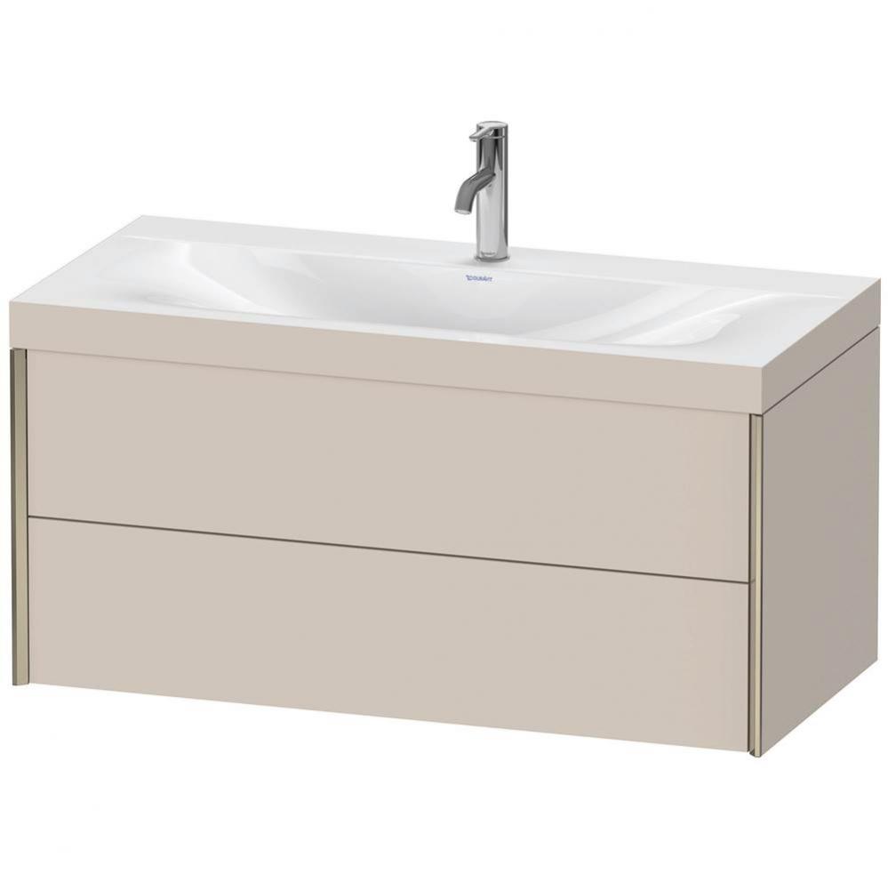 Duravit XViu Two Drawer C-Bonded Wall-Mount Vanity Kit Taupe