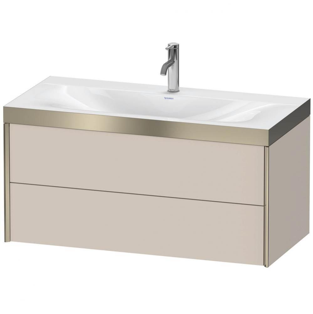 Duravit XViu Two Drawer C-Bonded Wall-Mount Vanity Kit Taupe