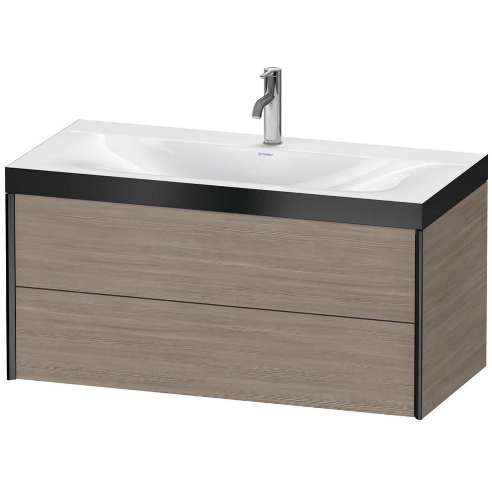 Duravit XViu Two Drawer C-Bonded Wall-Mount Vanity Kit Silver Pine