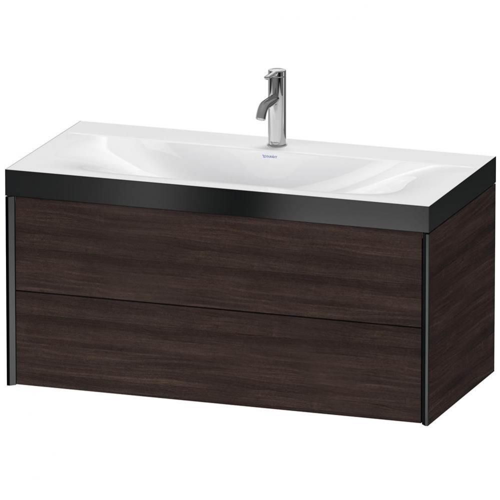 Duravit XViu Two Drawer C-Bonded Wall-Mount Vanity Kit Chestnut Dark