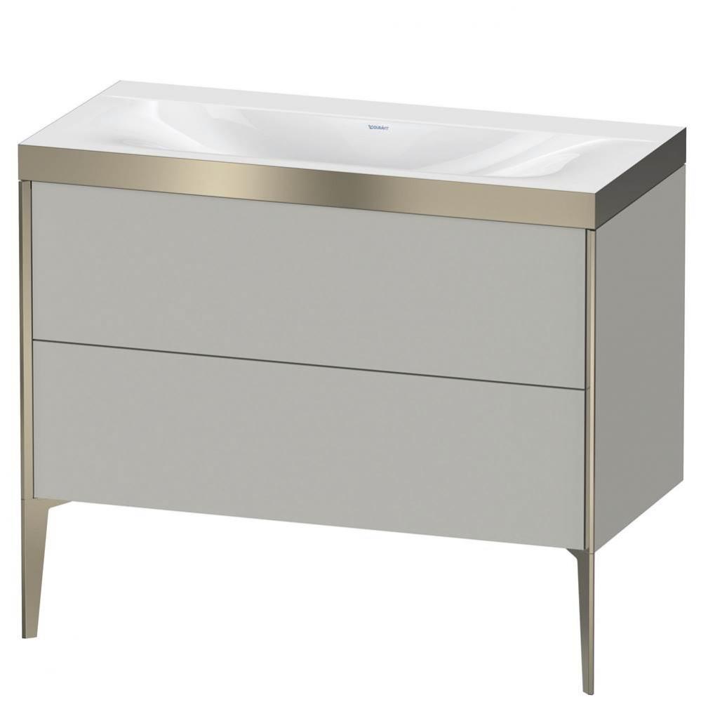 Duravit XViu Two Drawer C-Bonded Floorstanding Vanity Kit Concrete Gray