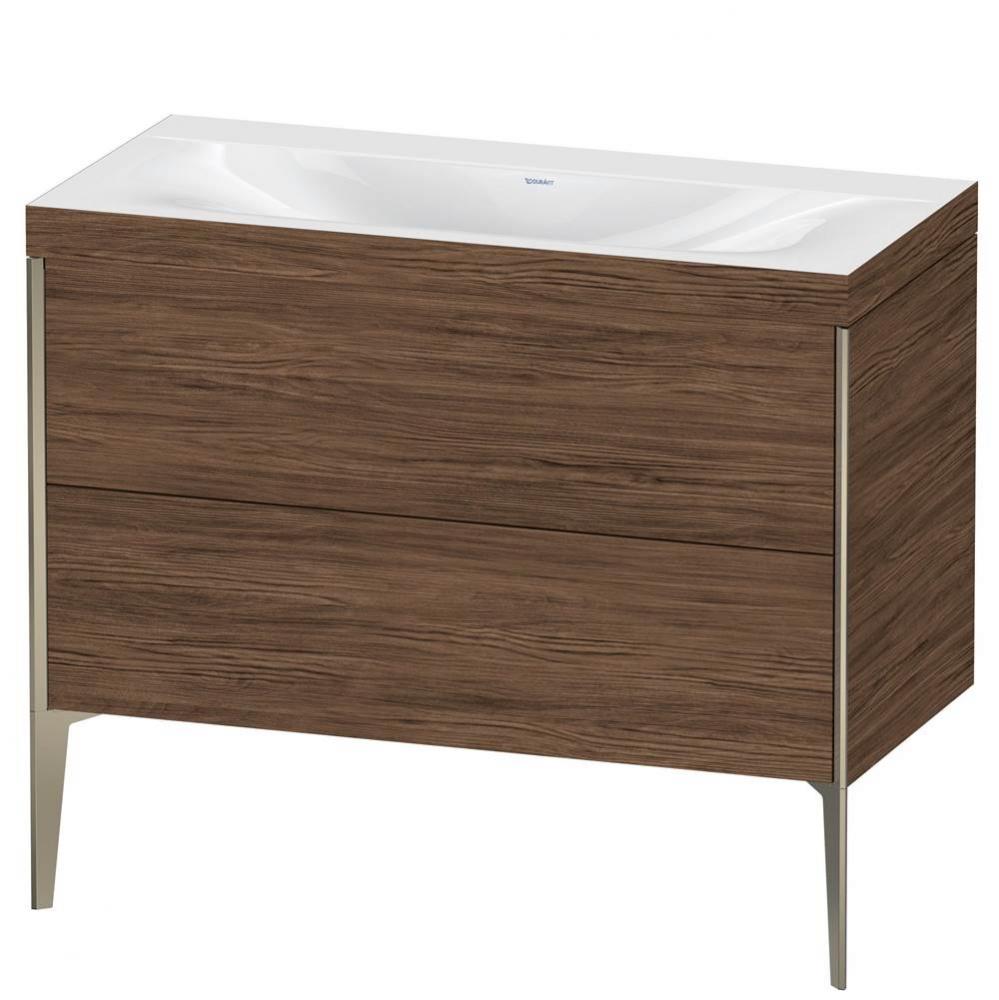 Duravit XViu Two Drawer C-Bonded Floorstanding Vanity Kit Walnut Dark